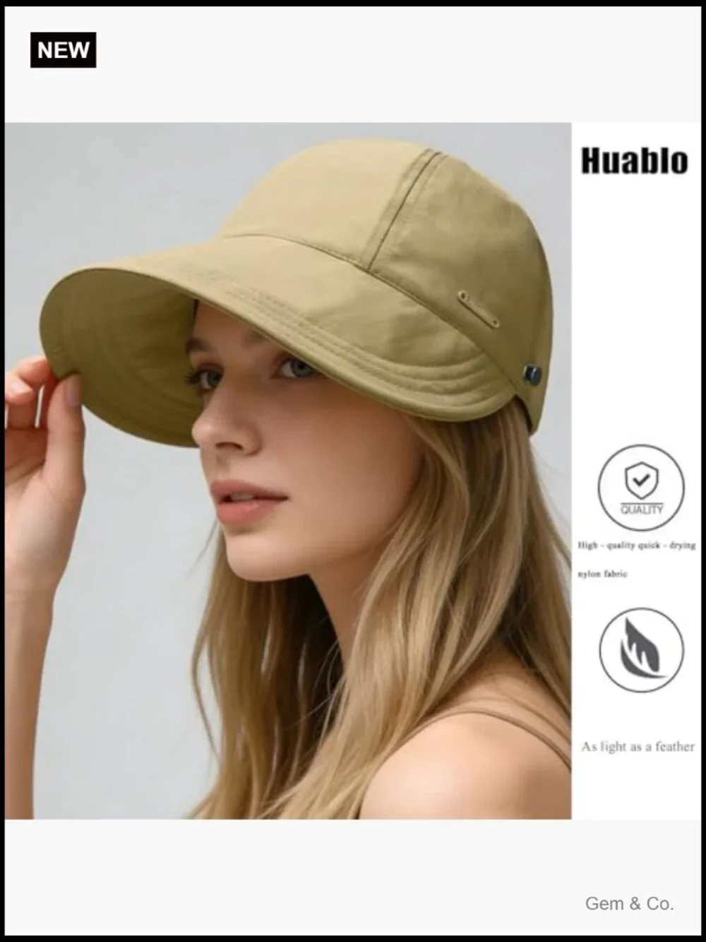 UPF 50+ Sun Hat Wide Brim Packable Ponytail Adjustable Fishing Hiking Hat